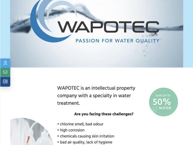 Screenshot der WAPOTEC Website für die Auflösung eines Tablets