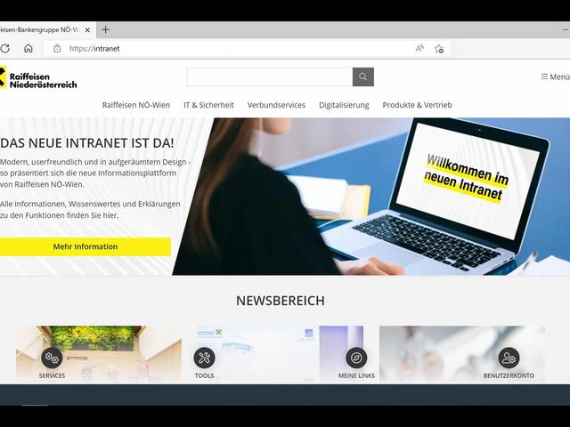 Screenshot des Raiffeisenlandesbank Wien-Niederösterreich Intranets