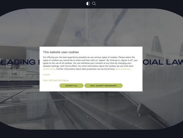 Screenshot der Earlybird Cookie Lösung in englischer Sprache im Einsatz auf der Webseite von KWR Rechtsanwälte