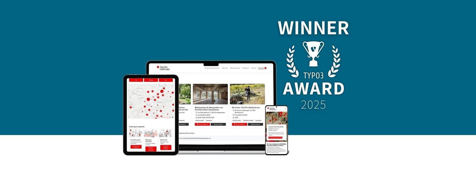 Screenshot der Webseite des Bundesdenkmalamts "Tag des Denkmals" auf unterschiedlichen Endgeräten