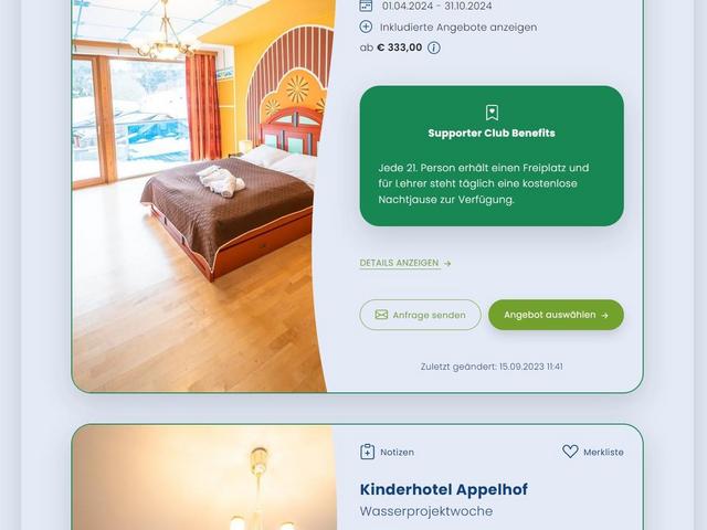 Screenshot Planungsassistent auf der Schulsportwochen Webseite