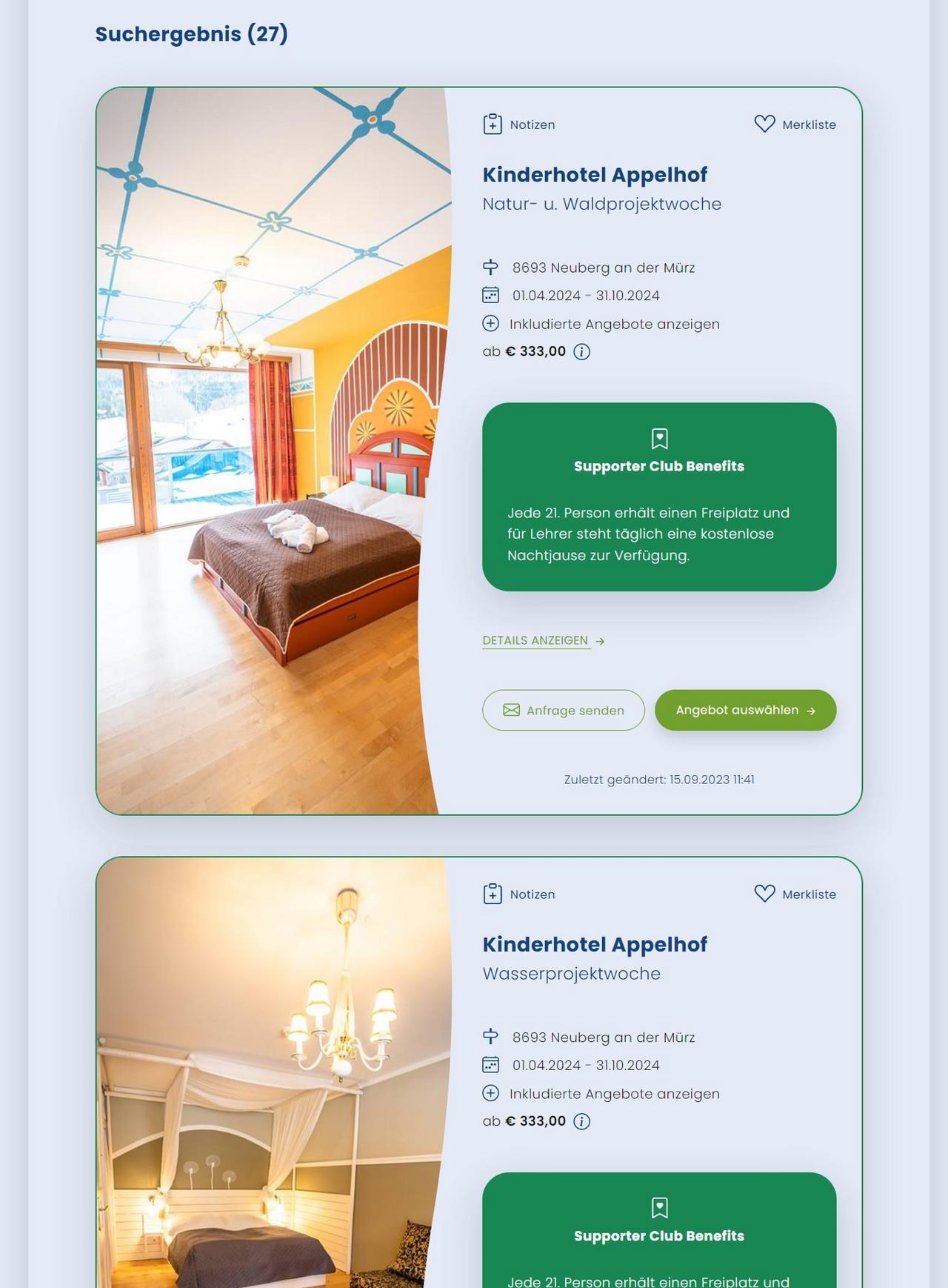 Screenshot Planungsassistent auf der Schulsportwochen Webseite